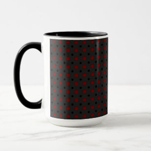 Caneca Cinza com pontos pretos e vermelhos