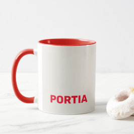 Caneca Cinza comum de nome personalizado vermelho-claro