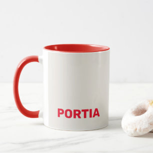 Caneca Cinza comum de nome personalizado vermelho-claro