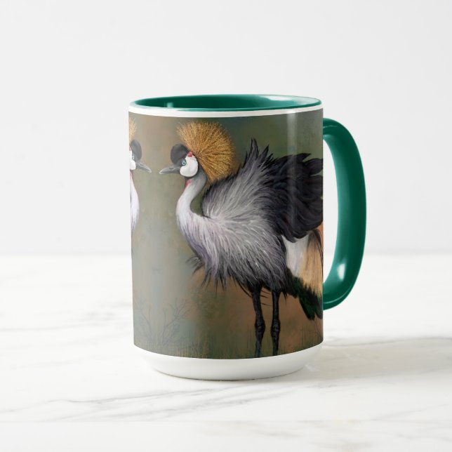 Caneca Cinza Crane Mug Lindos Pássaros (Frente Esquerda)