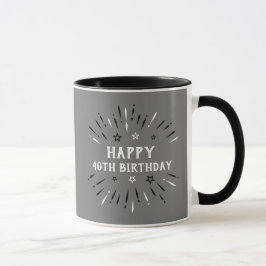 Caneca Cinza de fogos de artifício aniversário de 40 anos