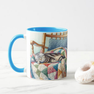 Caneca Cinza doce Gato dormindo em uma maré