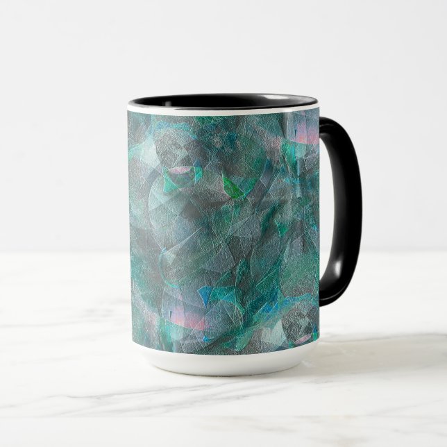 Caneca Cinza esverdeado sobre gesso de parede inacabado (Frente Esquerda)