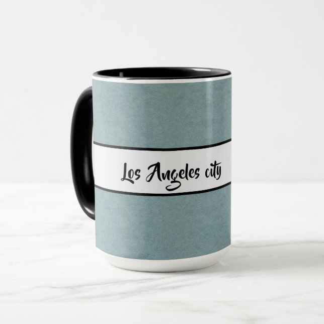 Caneca Cinza Negra Elegante de Los Angeles Ringer 15oz (Frente Esquerda)