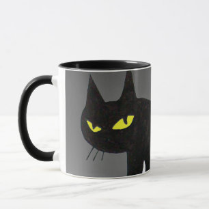 CANECA CINZA NINJA DE GATO NEGRO PRETO
