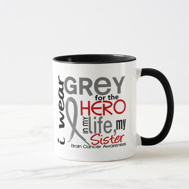 Caneca Cinza para meu cancro cerebral da irmã do herói 2 (Direita)