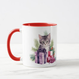 Caneca Cinza White Kitten Theme Lavanda Café