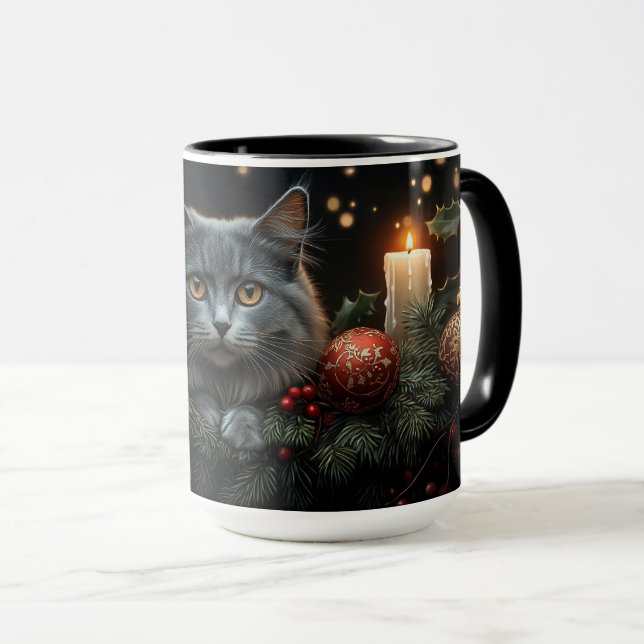Caneca Cinzas Azuis Adoram Mugs de Natal (Frente Esquerda)