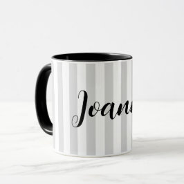 Caneca Cinzas claras e faixas brancas personalizadas