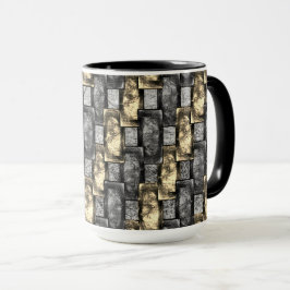 Caneca Cinzas e manchas de ouro, esculpidas em retângulos