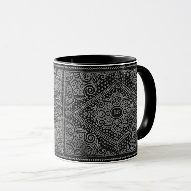Caneca Cinzas prateadas ornamentais sem iniciais (Frente Esquerda)