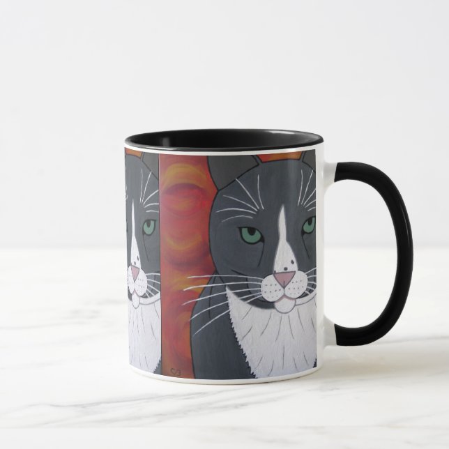 Caneca cinzenta da cara do gato (Direita)