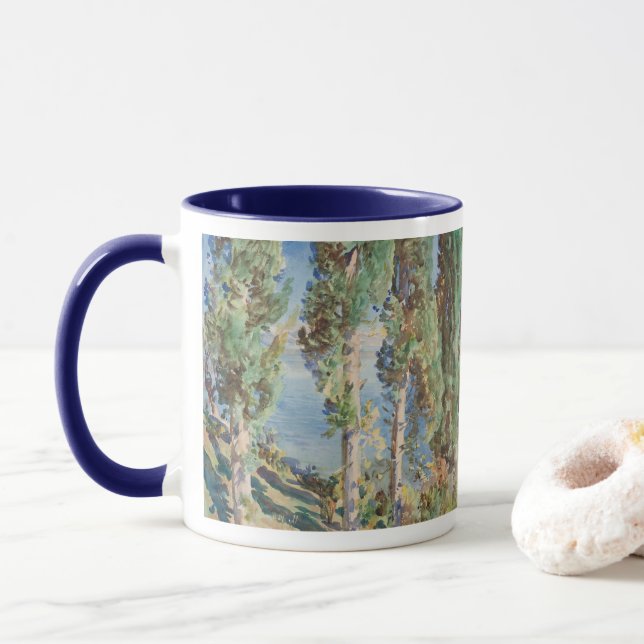 Caneca Ciprestes de Corfu de John Singer Sargent (Com Donut)