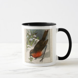 Caneca Circa 1871: Um robin, com névoa no bico