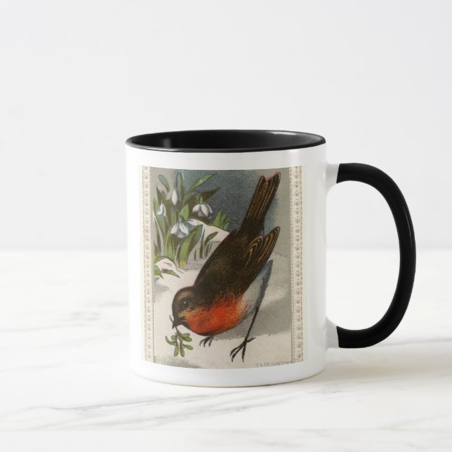 Caneca Circa 1871: Um robin, com névoa no bico (Direita)