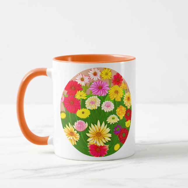 Caneca Círculo de Flores Selvagens, Vermelho e Amarelo (Esquerda)
