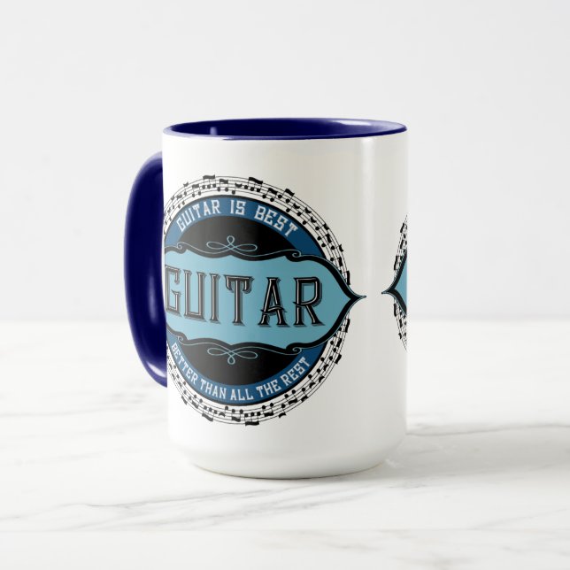 Caneca Círculo de Nota de Música de Violão (Frente Esquerda)