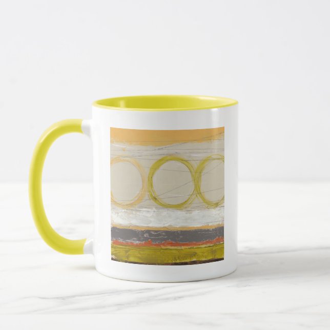 Caneca Círculos Amarelo e Laranja em Fundo Multicolorido (Esquerda)