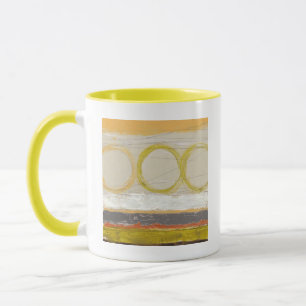 Caneca Círculos Amarelos e Laranja em Fundo Multicolor