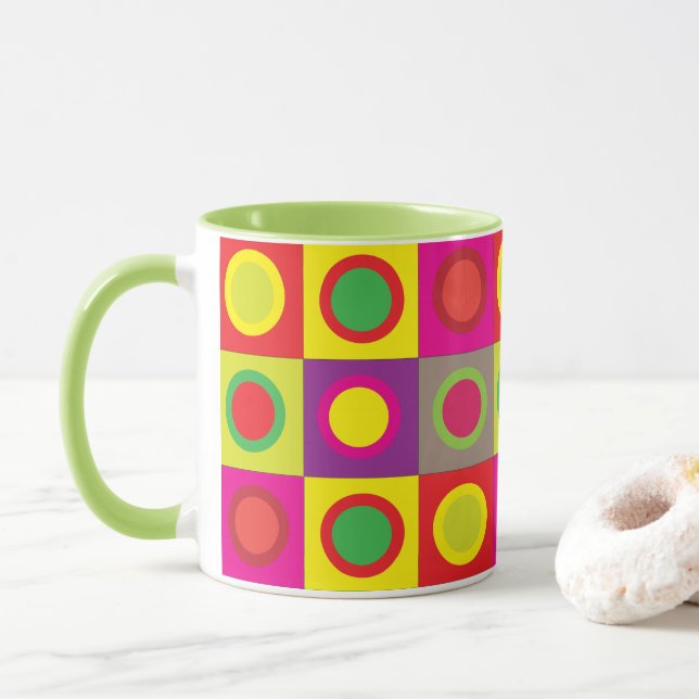 Caneca Círculos Coloridos Abstratos (Com Donut)