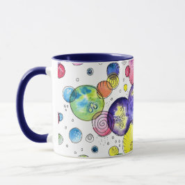 Caneca Círculos de Aquarela Coloridos Abstrato