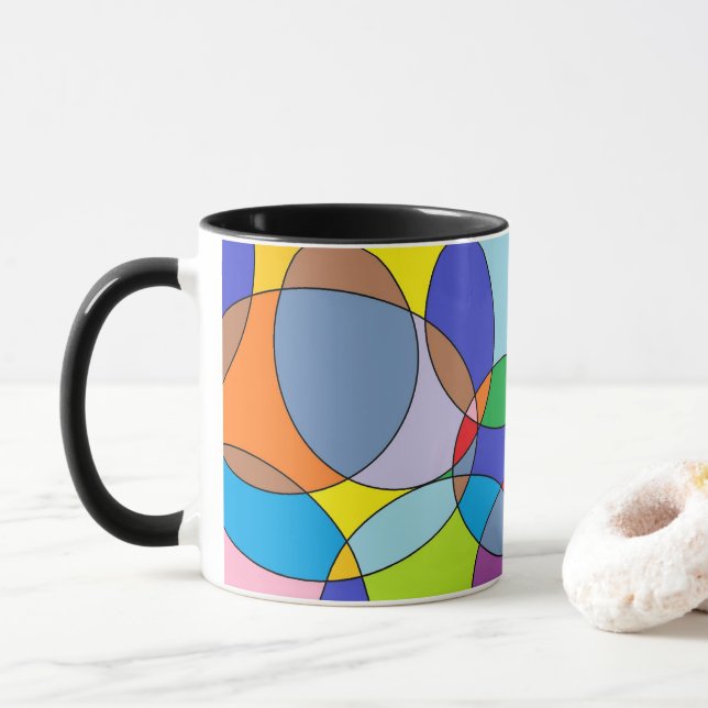 Caneca Círculos de cor e Ovals (Com Donut)