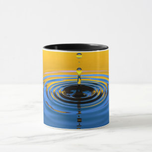Caneca Círculos De Largura De Água Azul Laranja
