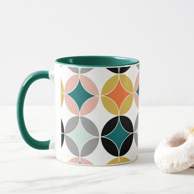 Caneca Círculos Grandes do Meio século Moderno Repetem-se (Com Donut)