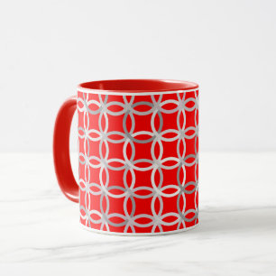 Caneca Círculos Modernos de Meados do Século, vermelho pr