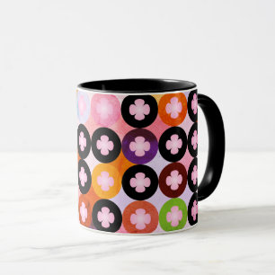 Caneca Círculos Multicoloridos Legais & Trevos Rosa
