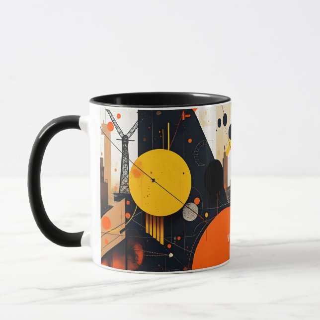 Caneca Círculos Vermelho Abstrato de Fantasy (Esquerda)