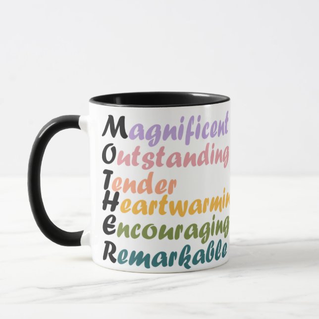 Caneca Citação Acróstica Magnífica Mãe - melhor presente  (Esquerda)