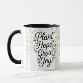 Caneca Citação Botânica Plant Hope Grow Joy