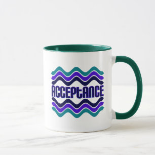 Caneca Citação de Aceitação no Gráfico Verde Roxo Az