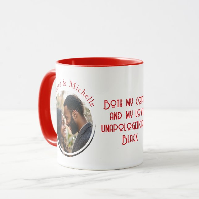 Caneca Citação de Amor Negro I personalizado Foto Vermelh (Frente Esquerda)