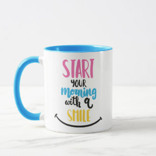 Caneca Citação de Atitude Motivacional Rosto Feliz Manhã