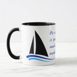 Caneca Citação de Barco à Vela, Vento e Bela