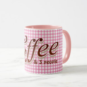 Caneca citação de café divertida em gingham rosa