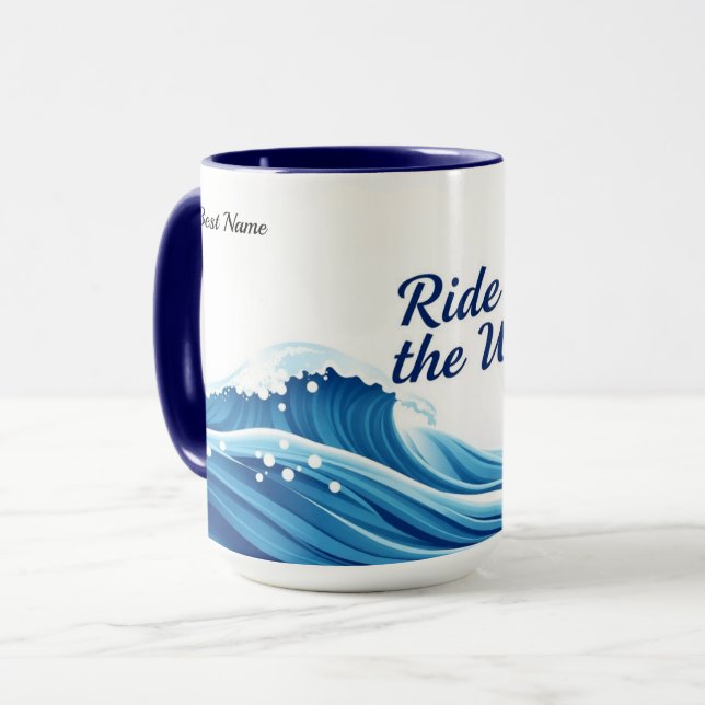 Caneca Citação de Cavalgada de Onda (Frente Esquerda)