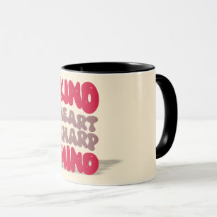 Caneca Citação de Coração Gentil e Mente Afiada em fonte