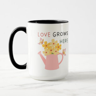 Caneca Citação de Jardim Floral Onde o Amor Cresce