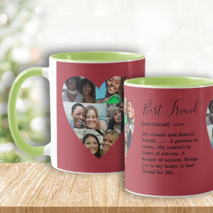 Caneca Citação de Melhores Amigos Foto Coração Colagem Co