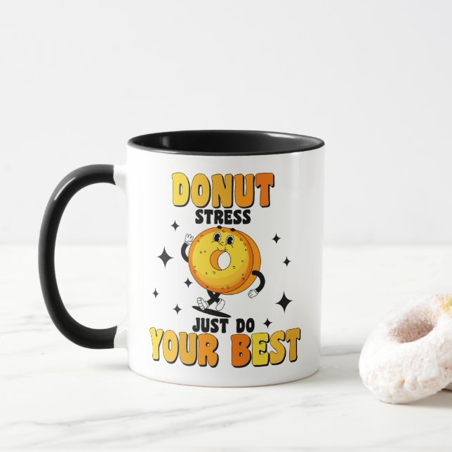Caneca Citação de motivação da Rosquinha Retro Funny (Com Donut)