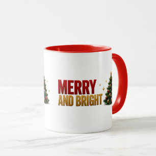 Caneca 🎄 Citação de Natal Alegre e Brilhante ✨