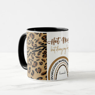 Caneca Citação Desordem Total Estampa de Leopardo Arco-ír