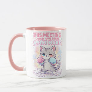 Caneca Citação Divertida de Reunião de Trabalho com Gato