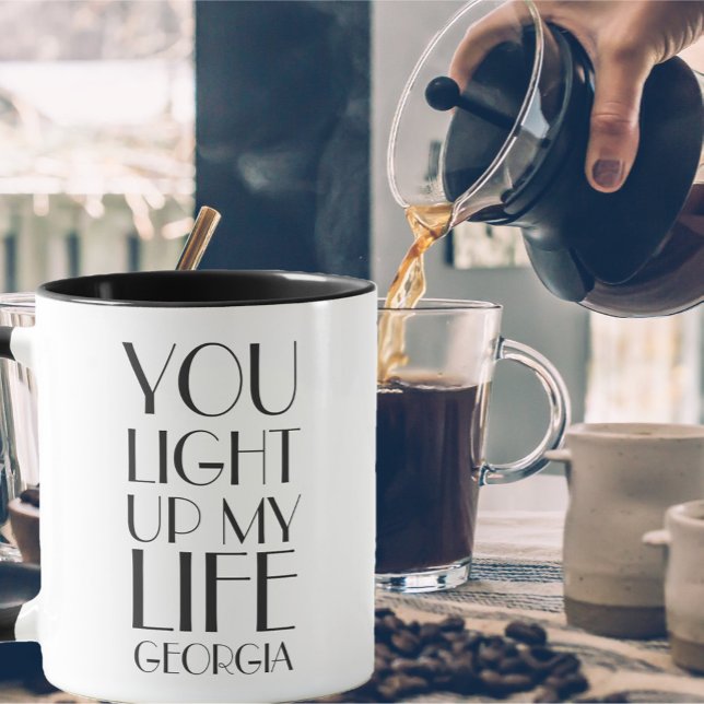 Caneca Citação do Amor Branco e Negro Moderno (Criador carregado)