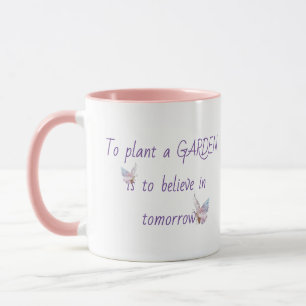 Caneca Citação do Jardim Inspiracional com Borboleta