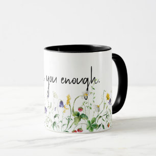Caneca Citação e flores silvestres em branco