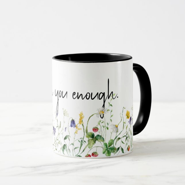 Caneca Citação e flores silvestres em branco (Frente Esquerda)